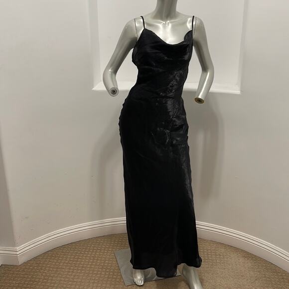 Rise of Dawn Spaghetti Strap Slip Maxi Dress Black Shimmering Size XS NWT - Picture 12 of 13